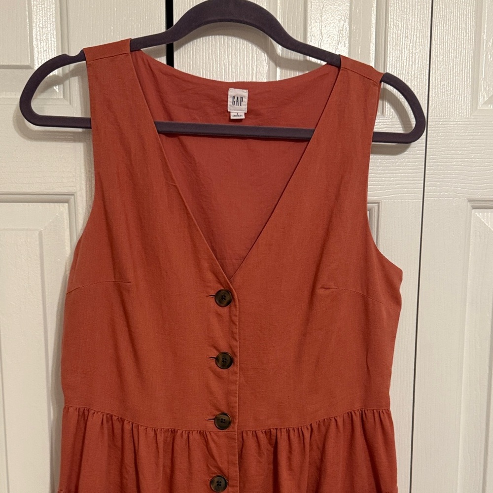 GAP Button-Front Midi Dress with Pockets - Picture 3 of 7